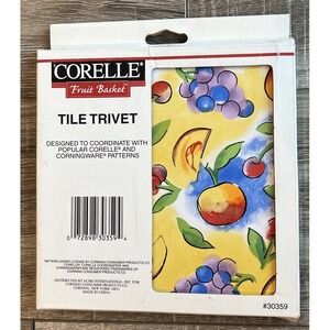 NEW Corelle Coordinates Fruit Basket Tile Trivet 6" x 6"
